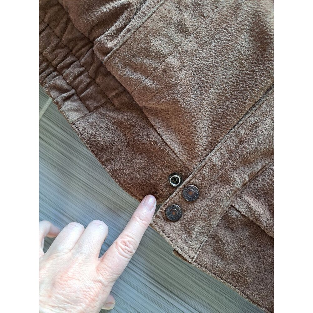 Vintage Levis Mens Bomber Brown Suede Jacket Size 44 L Button Cuffs Zip Front - Picture 5 of 12